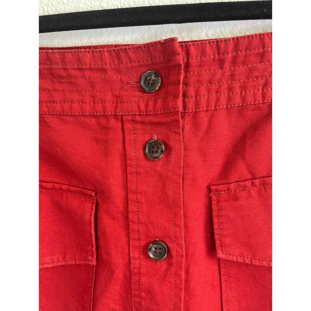 Banana Republic Linen Blend Utility Skirt Button Front Cargo Pocket Red 6 - Picture 3 of 8